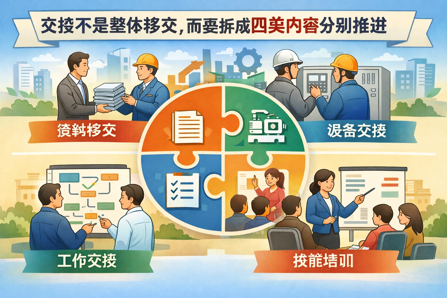 交接不是整体移交，而要拆成四类内容分别推进