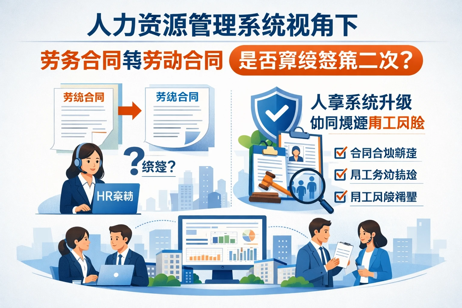 人力资源管理系统视角下,劳务合同转劳动合同是否算续签第二次?人事系统升级如何规避用工风险