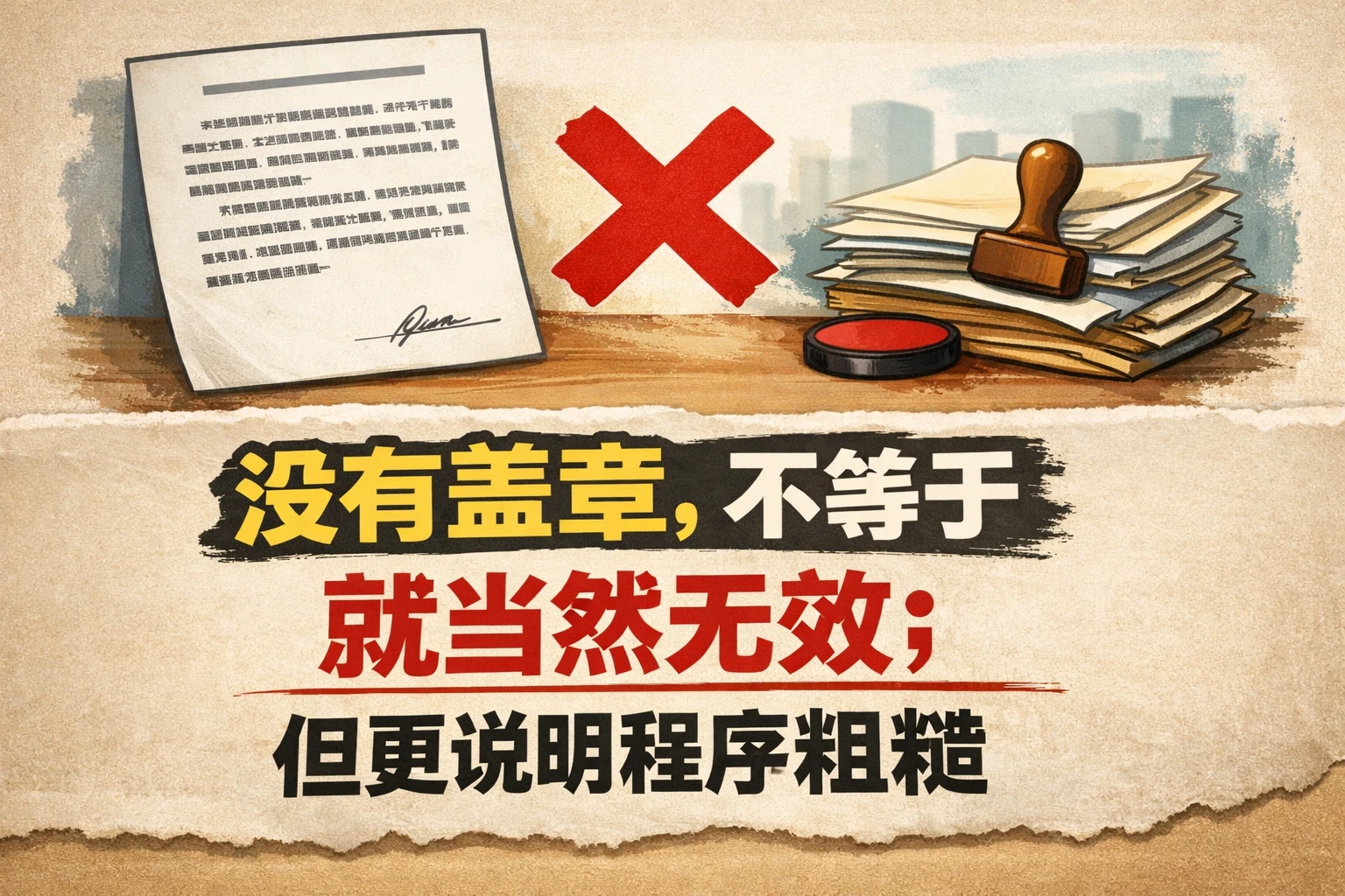 没有盖章，不等于就当然无效；但更说明程序粗糙