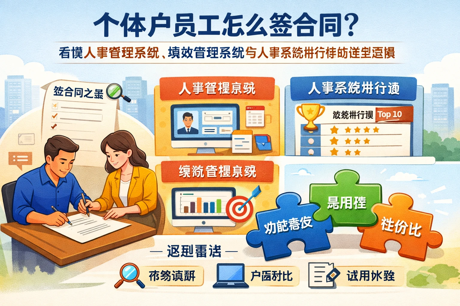 个体户员工怎么签合同？看懂人事管理系统、绩效管理系统与人事系统排行榜的选型逻辑