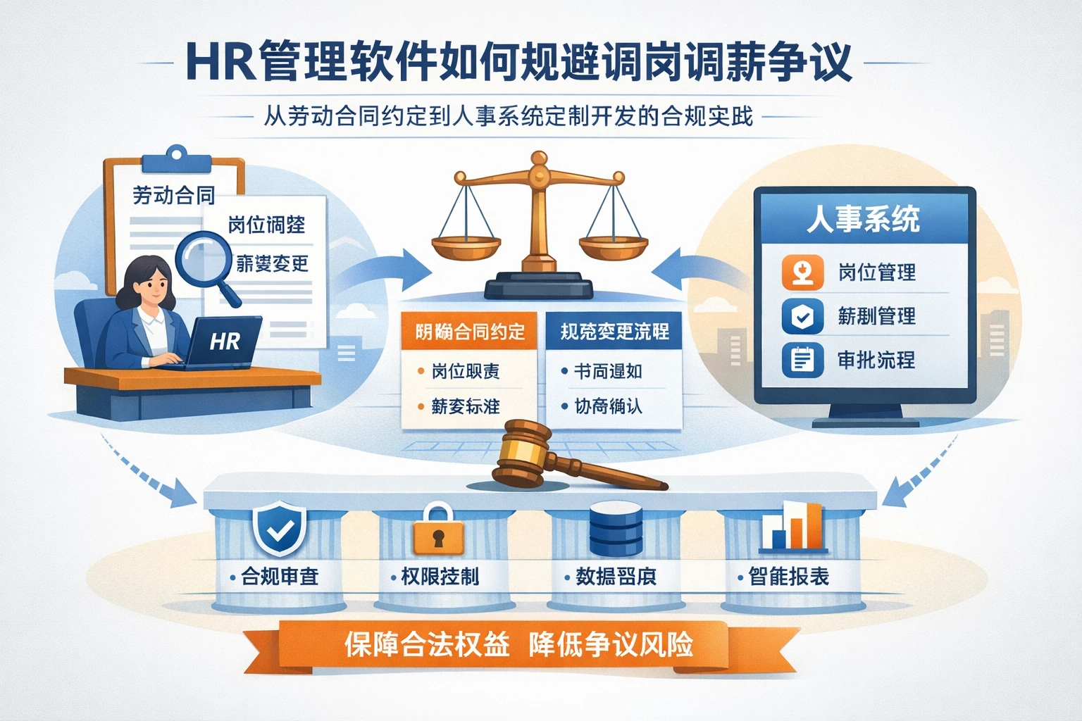 HR管理软件如何规避调岗调薪争议：从劳动合同约定到人事系统定制开发的合规实践