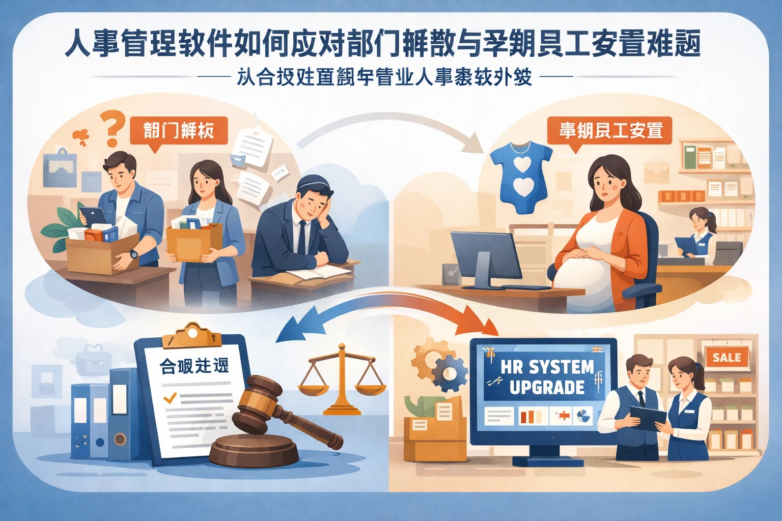 人事管理软件如何应对部门解散与孕期员工安置难题——从合规处置到零售业人事系统升级
