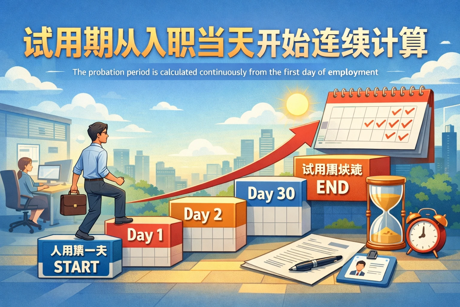 试用期从入职当天开始连续计算
