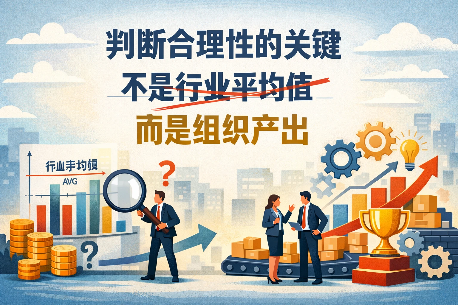判断合理性的关键，不是行业平均值，而是组织产出