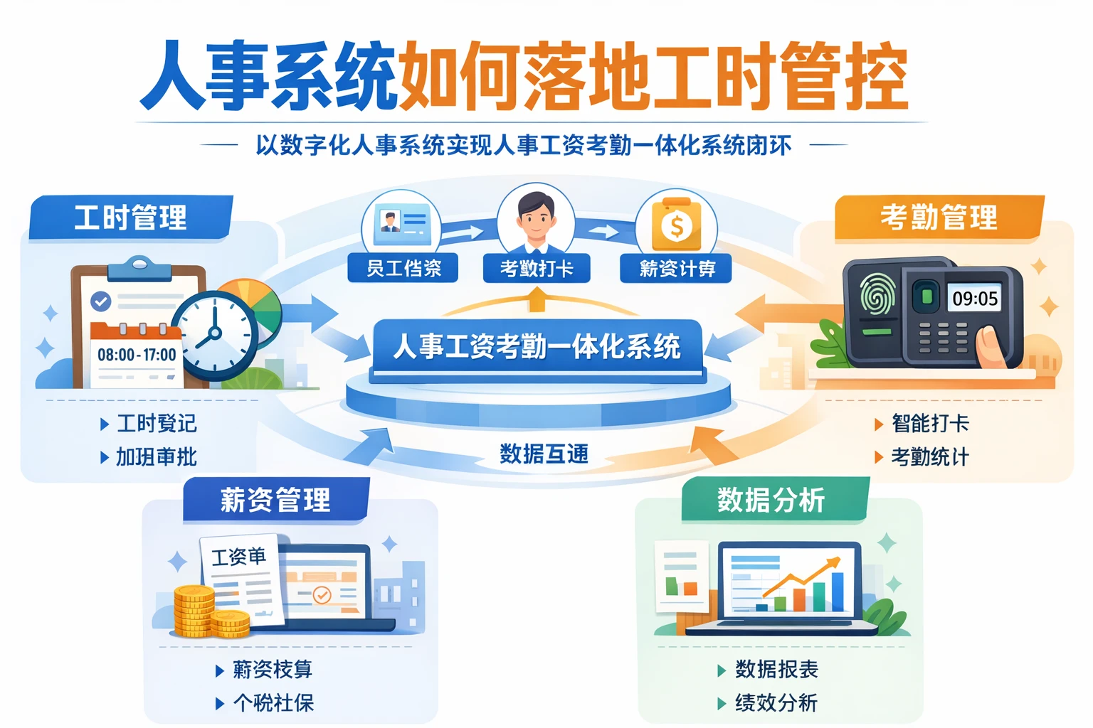 人事系统如何落地工时管控：以数字化人事系统实现人事工资考勤一体化系统闭环