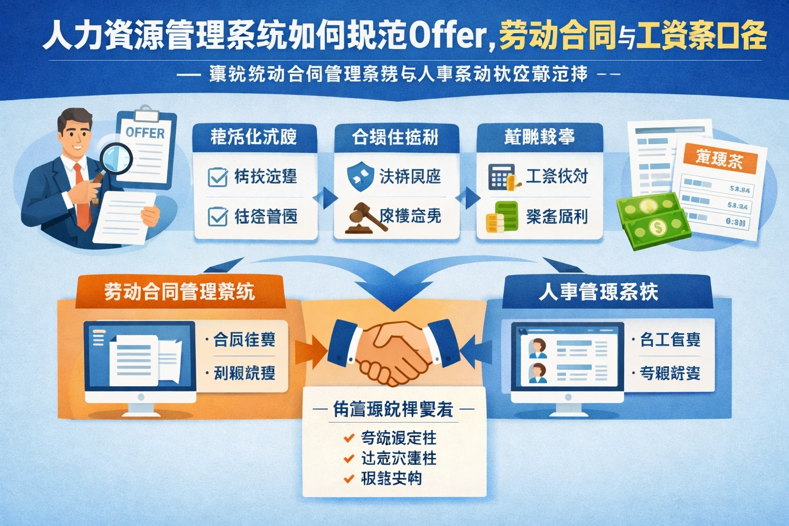 人力资源管理系统如何规范Offer、劳动合同与工资条口径——兼谈劳动合同管理系统与人事系统供应商选择