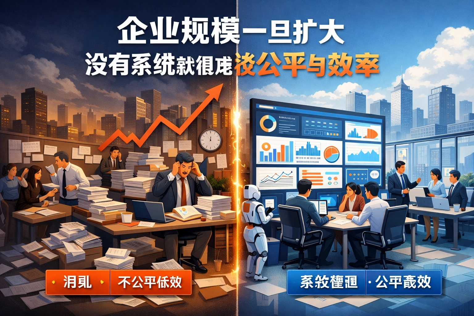 企业规模一旦扩大，没有系统就很难谈公平与效率