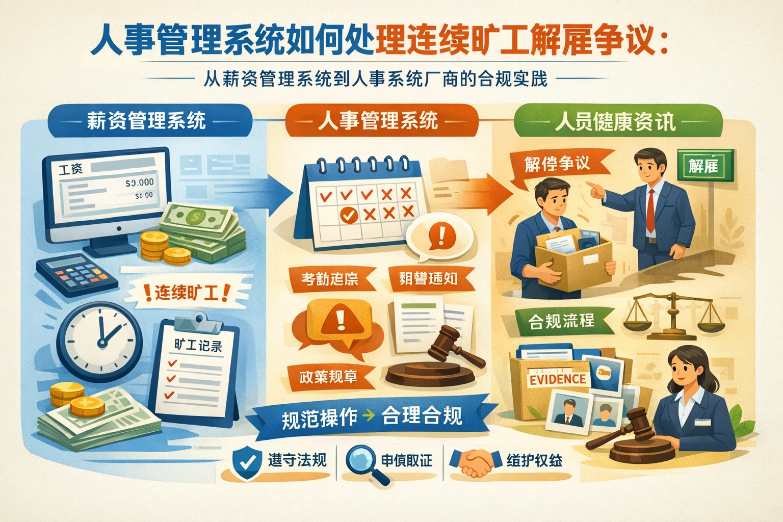 人事管理系统如何处理连续旷工解雇争议:从薪资管理系统到人事系统厂商的合规实践
