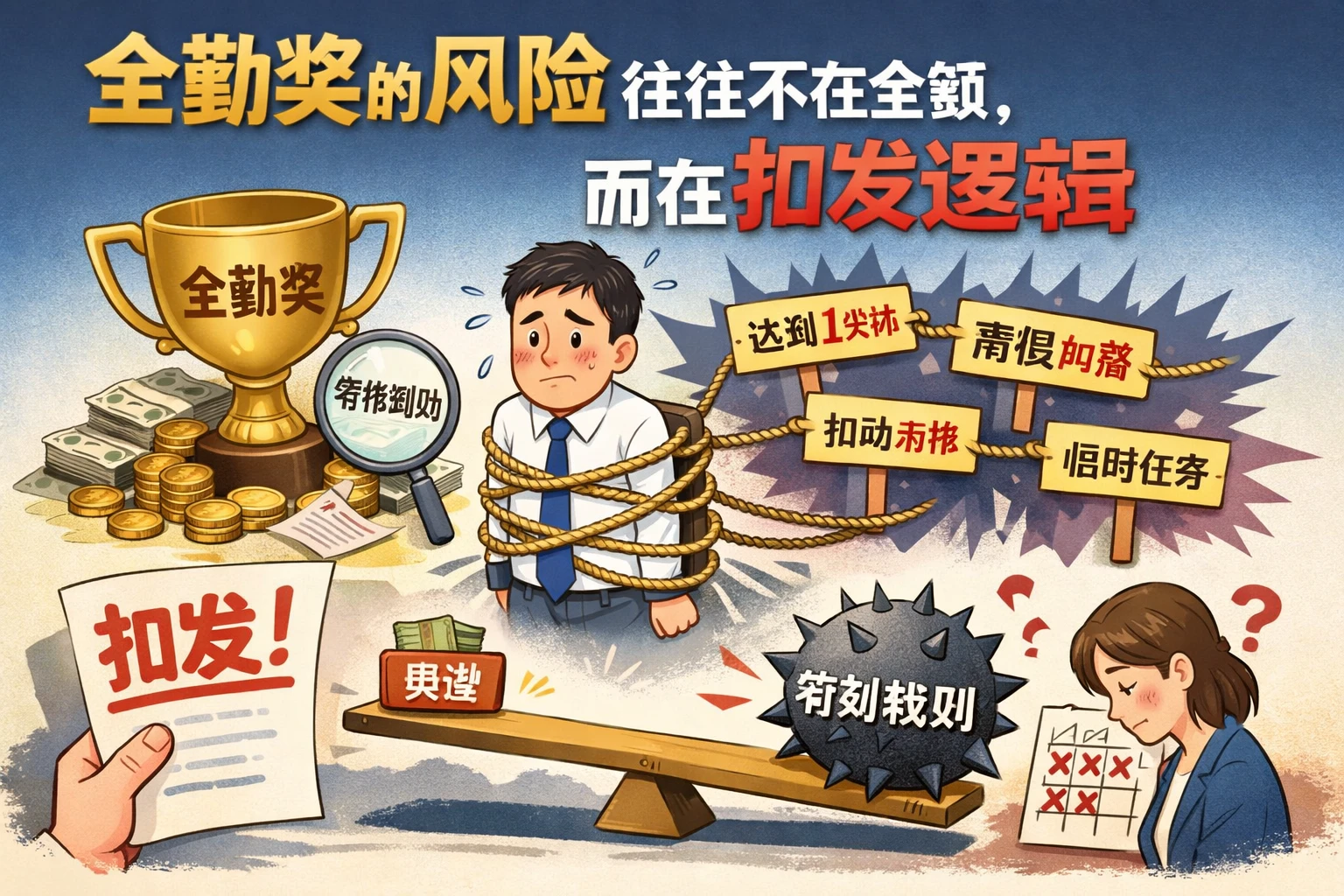 全勤奖的风险往往不在金额，而在扣发逻辑