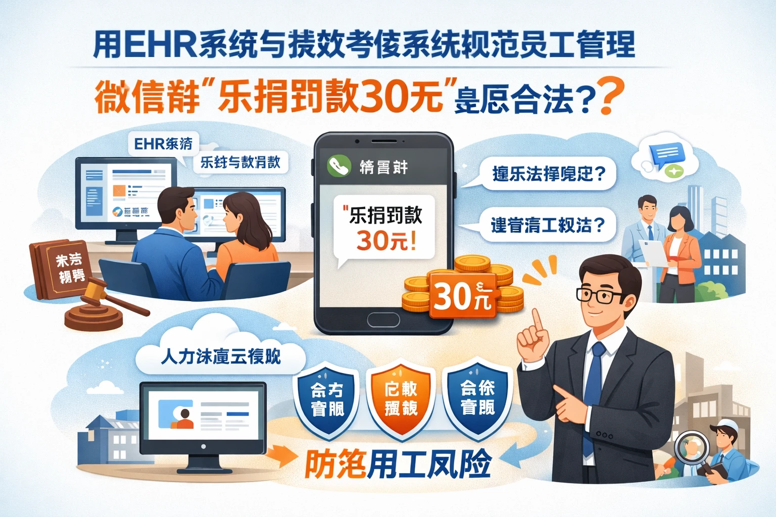 用ehr系统与绩效考核系统规范员工管理:微信群“乐捐罚款30元”是否合法,人力资源云系统如何防范用工风险