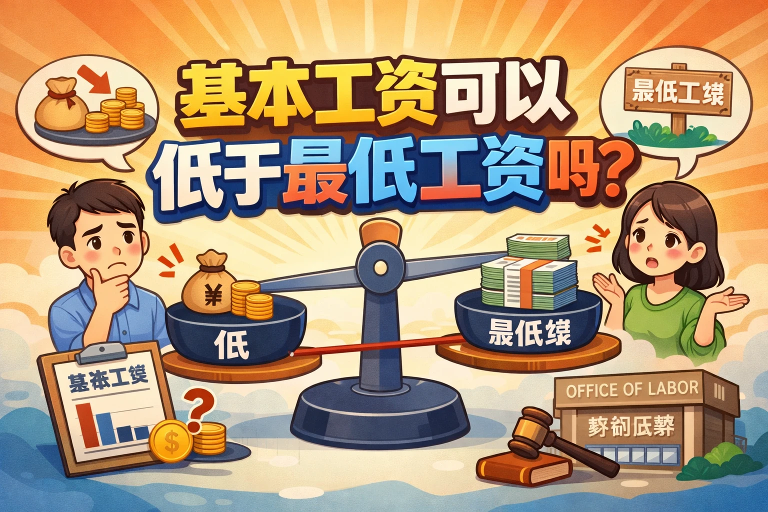 基本工资可以低于最低工资吗