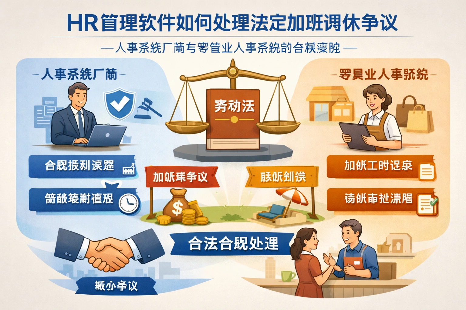 HR管理软件如何处理法定加班调休争议：人事系统厂商与零售业人事系统的合规实践