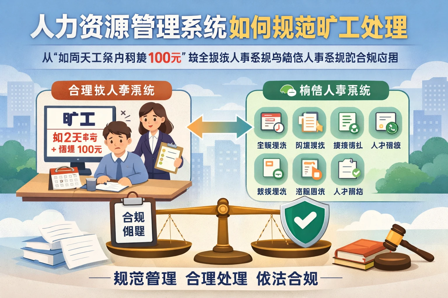 人力资源管理系统如何规范旷工处理：从“扣两天工资并罚款100元”谈全模块人事系统与微信人事系统的合规应用