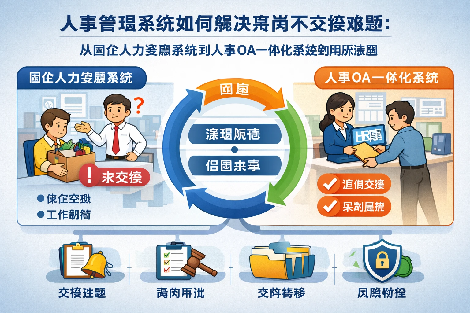 人事管理系统如何解决离岗不交接难题：从国企人力资源系统到人事OA一体化系统的闭环治理