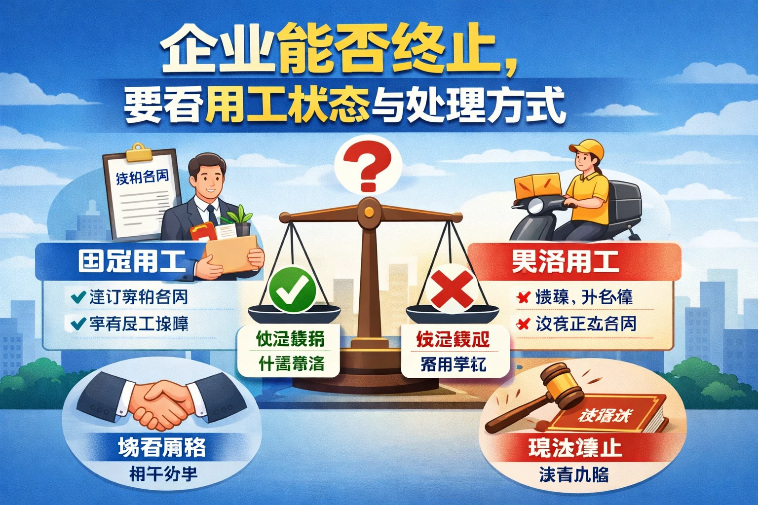 企业能否终止，要看用工状态与处理方式