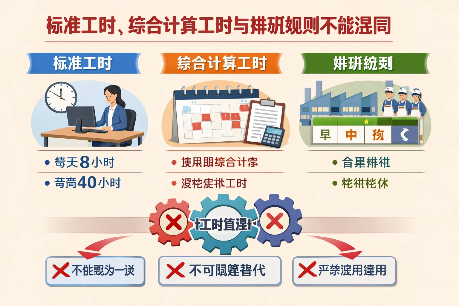 标准工时、综合计算工时与排班规则不能混同