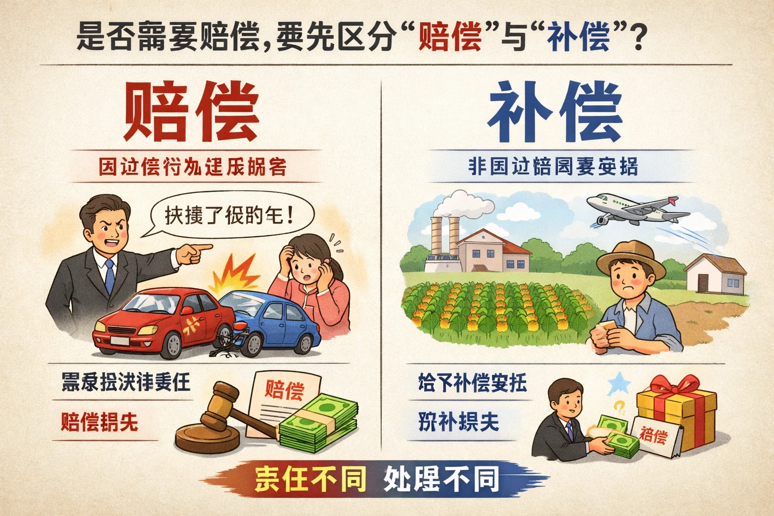 是否需要赔偿，要先区分“赔偿”与“补偿”