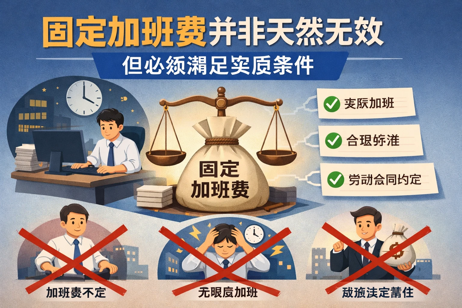 固定加班费并非天然无效，但必须满足实质条件