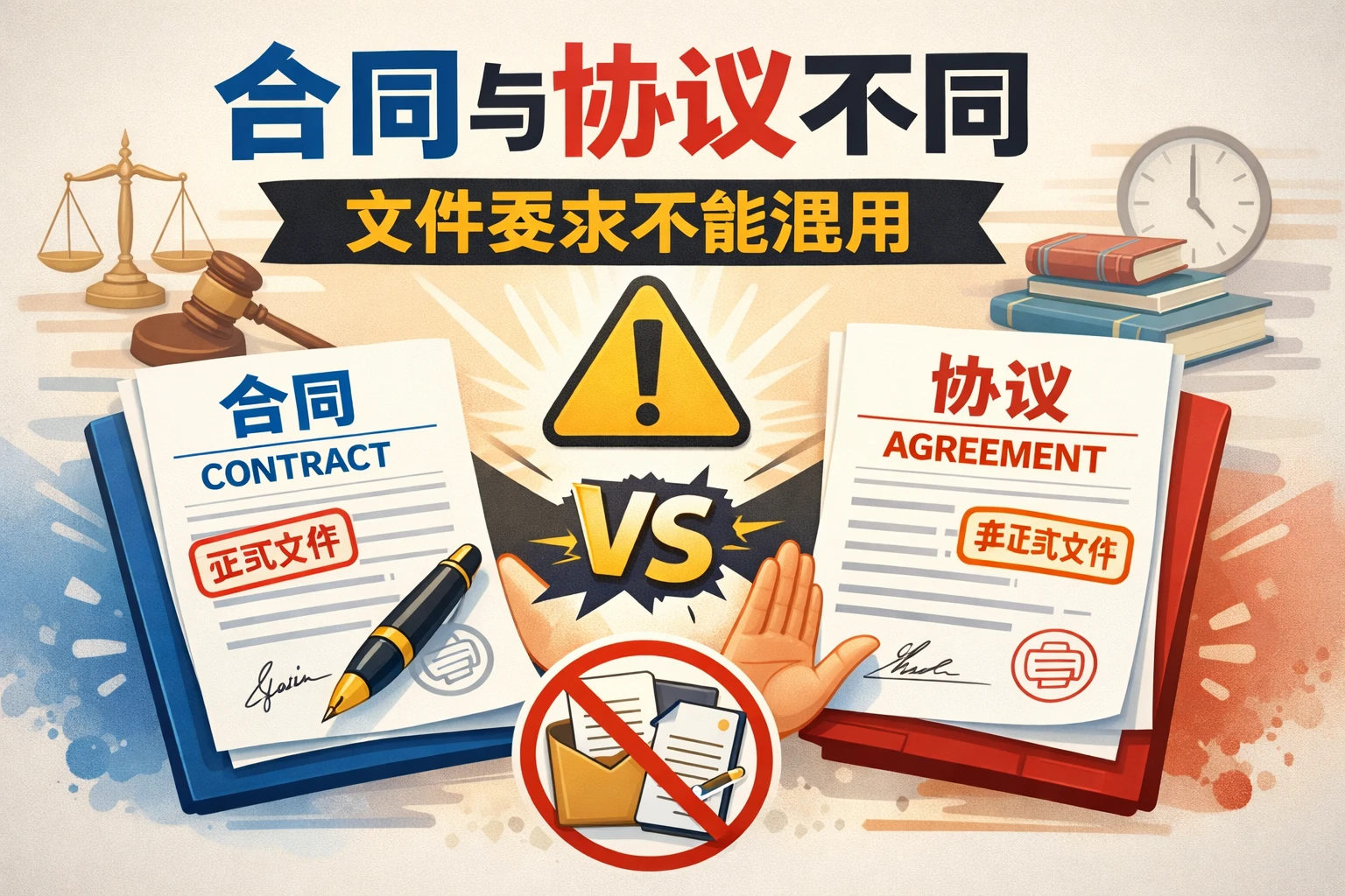 合同与协议不同，文件要求不能混用