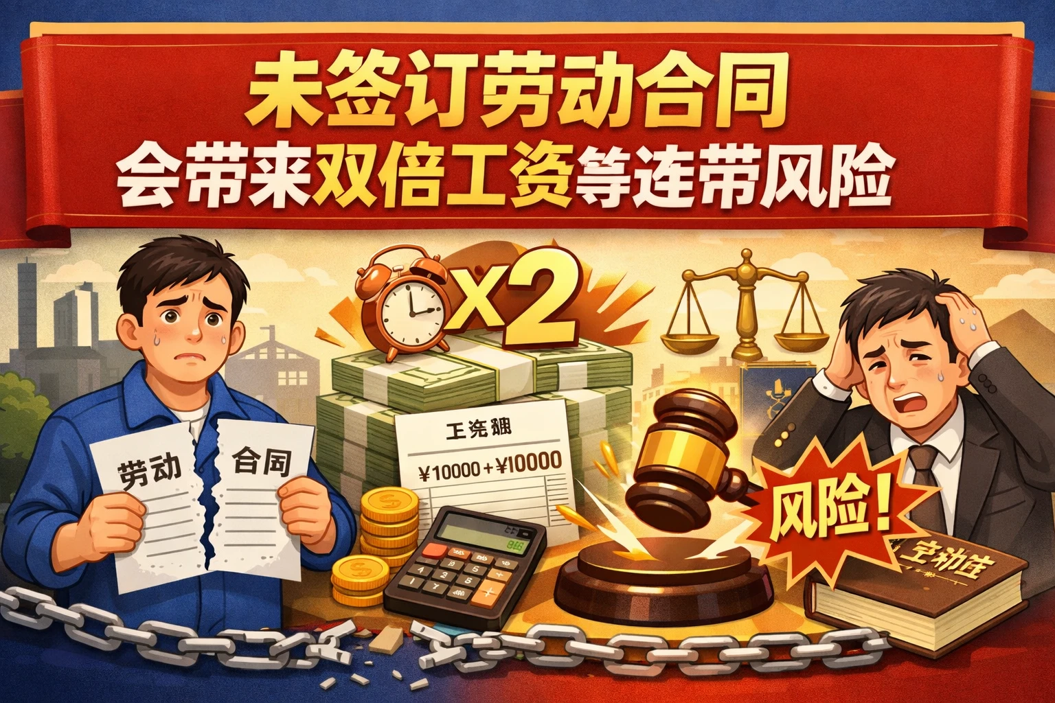 未签订劳动合同，会带来双倍工资等连带风险