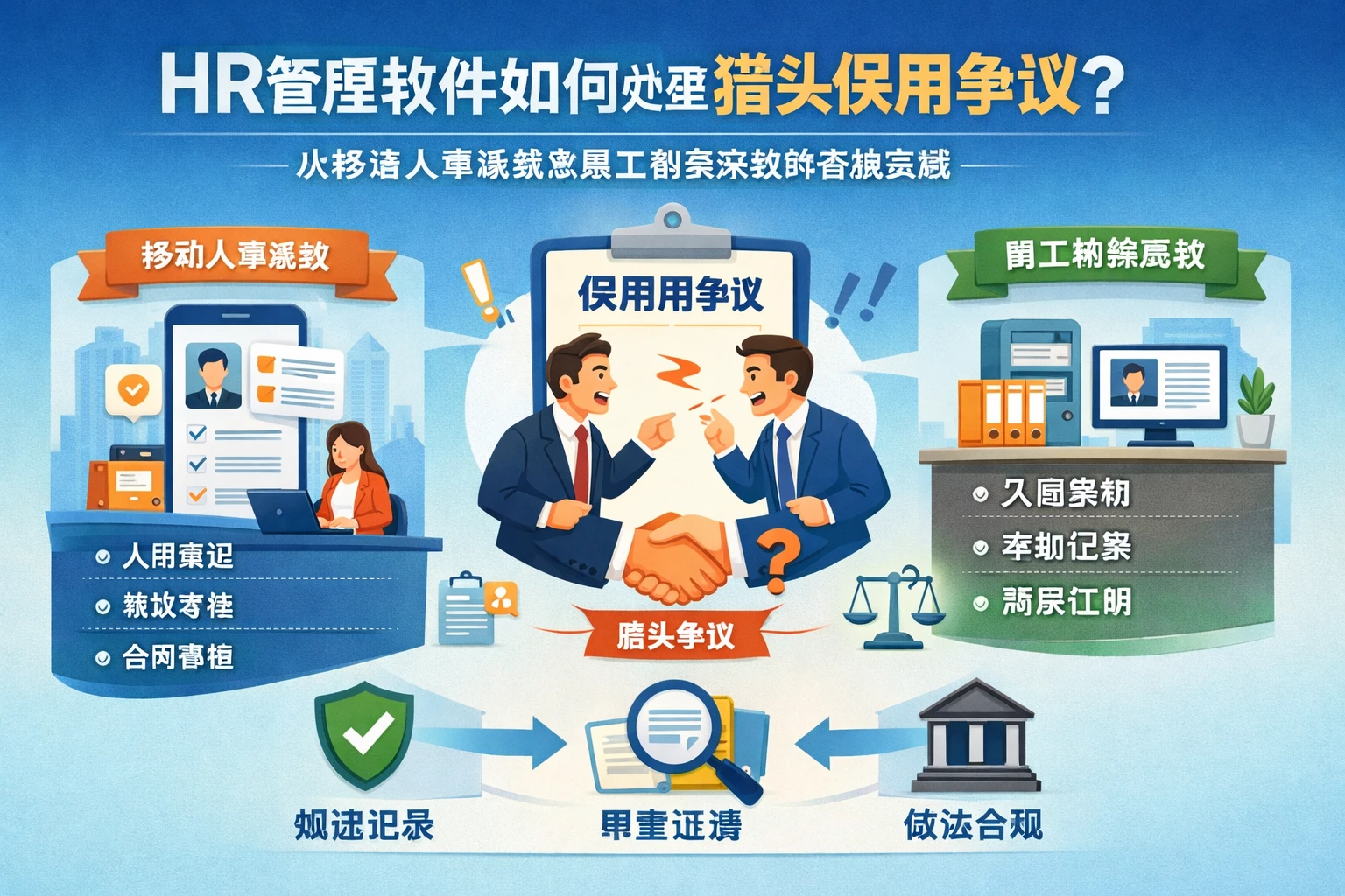 HR管理软件如何处理猎头保用争议：从移动人事系统到员工档案系统的合规实践
