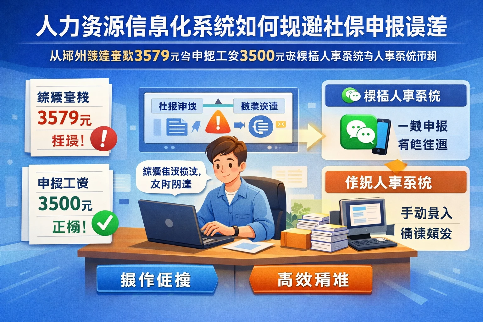 人力资源信息化系统如何规避社保申报误差：从郑州缴费基数3579元与申报工资3500元谈微信人事系统与人事系统评测