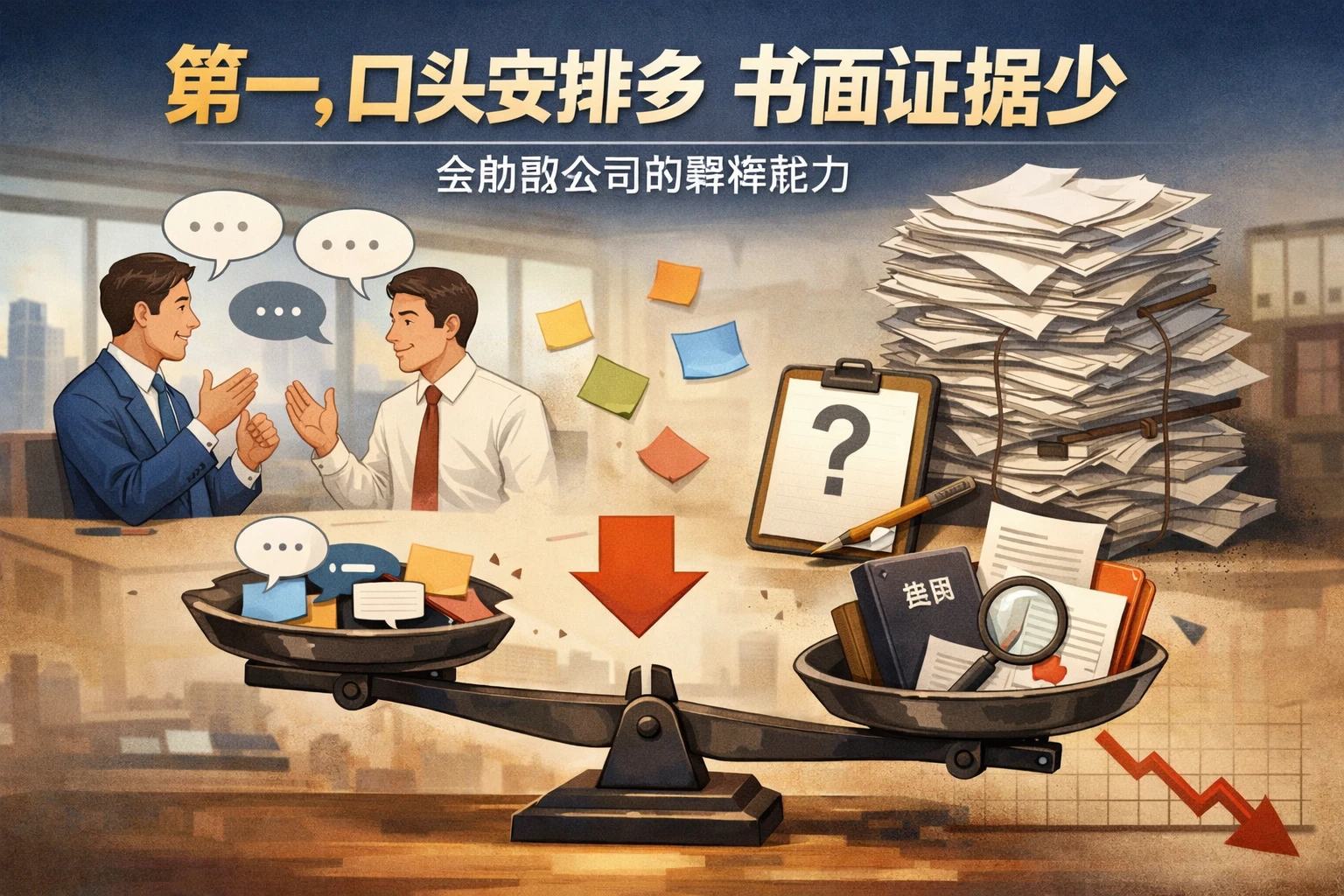 第一，口头安排多、书面证据少，会削弱公司的解释能力