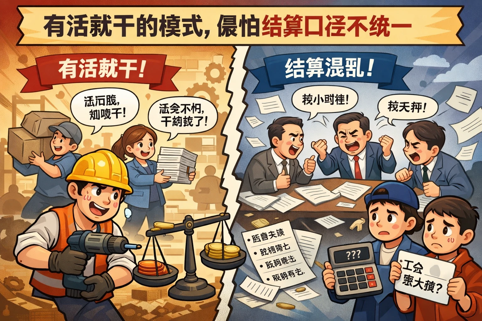 有活就干的模式,最怕结算口径不统一