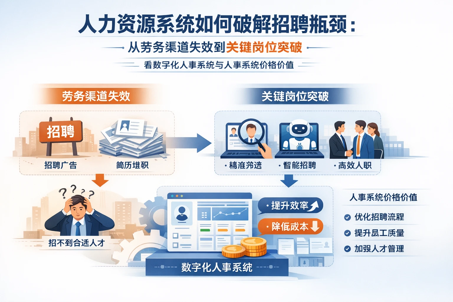 人力资源系统如何破解招聘瓶颈：从劳务渠道失效到关键岗位突破，看数字化人事系统与人事系统价格价值