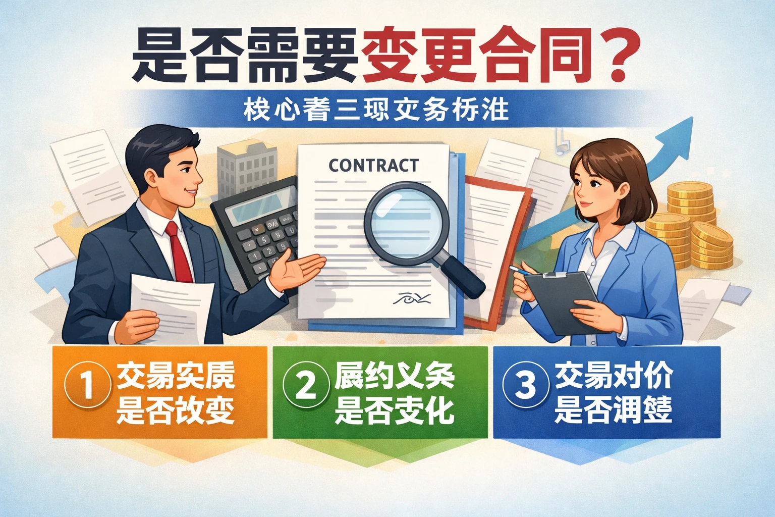 是否需要变更合同，核心看三项实务标准