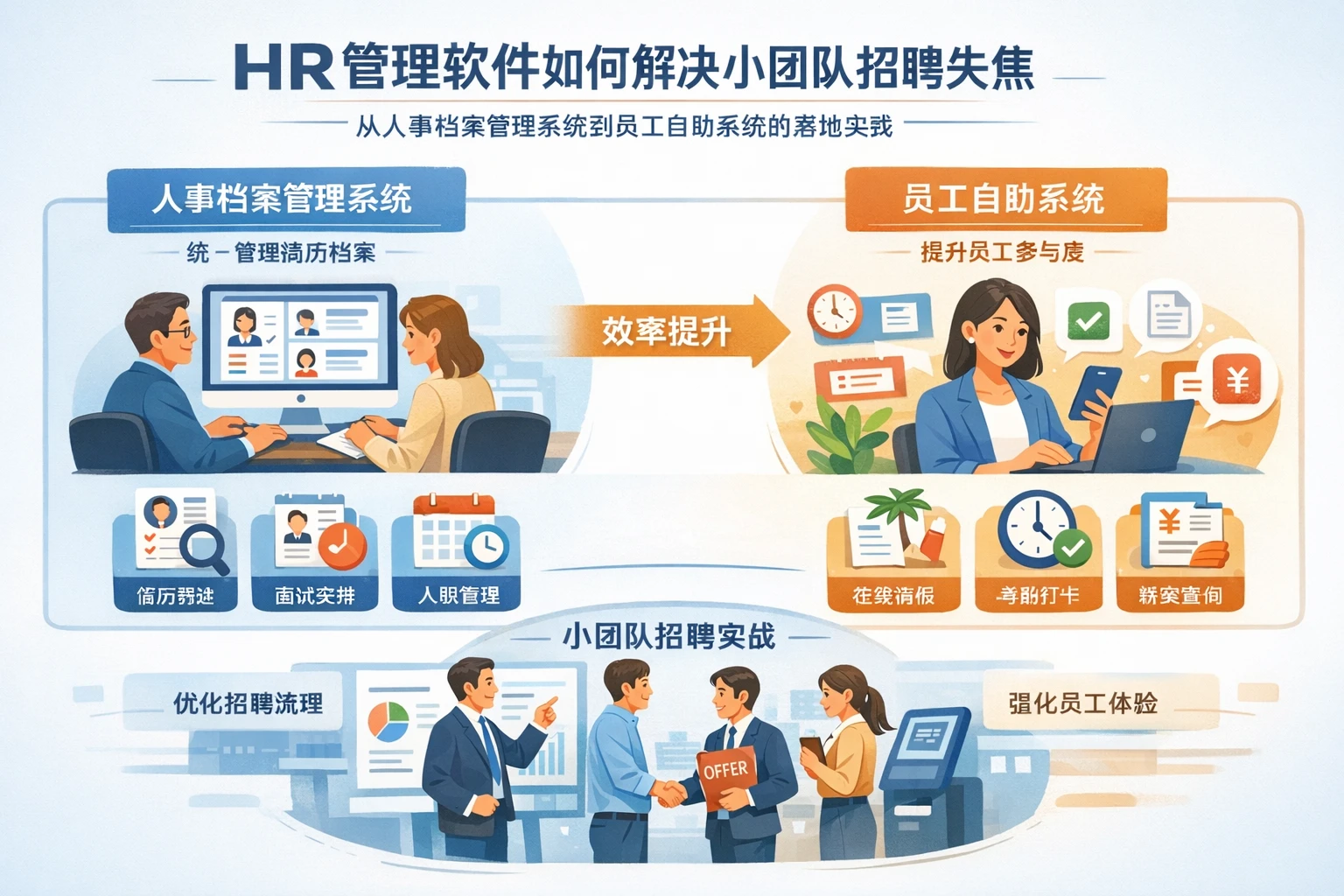 HR管理软件如何解决小团队招聘失焦：从人事档案管理系统到员工自助系统的落地实践