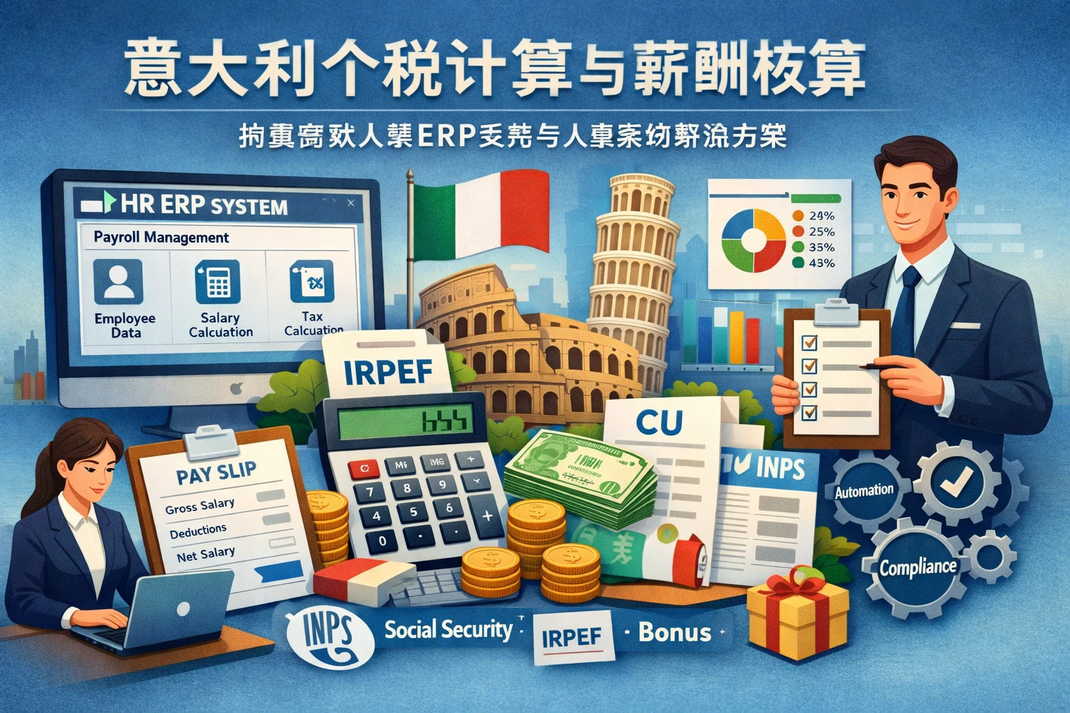 人事管理软件视角下看意大利个税计算与薪酬核算:构建高效人事ERP系统与人事系统解决方案