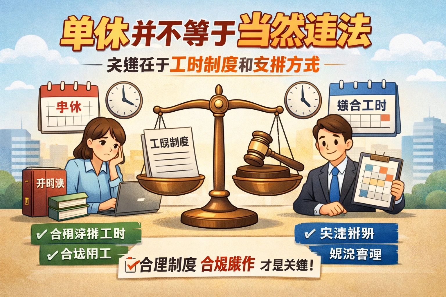 单休并不等于当然违法,关键在于工时制度和安排方式