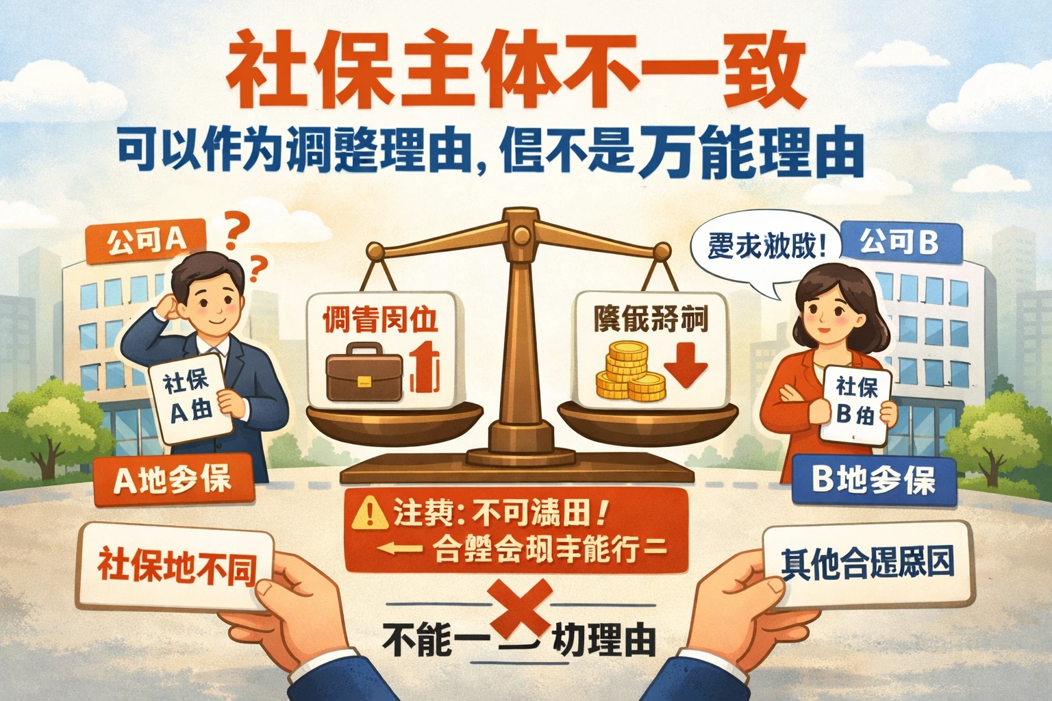 社保主体不一致可以作为调整理由，但不是万能理由