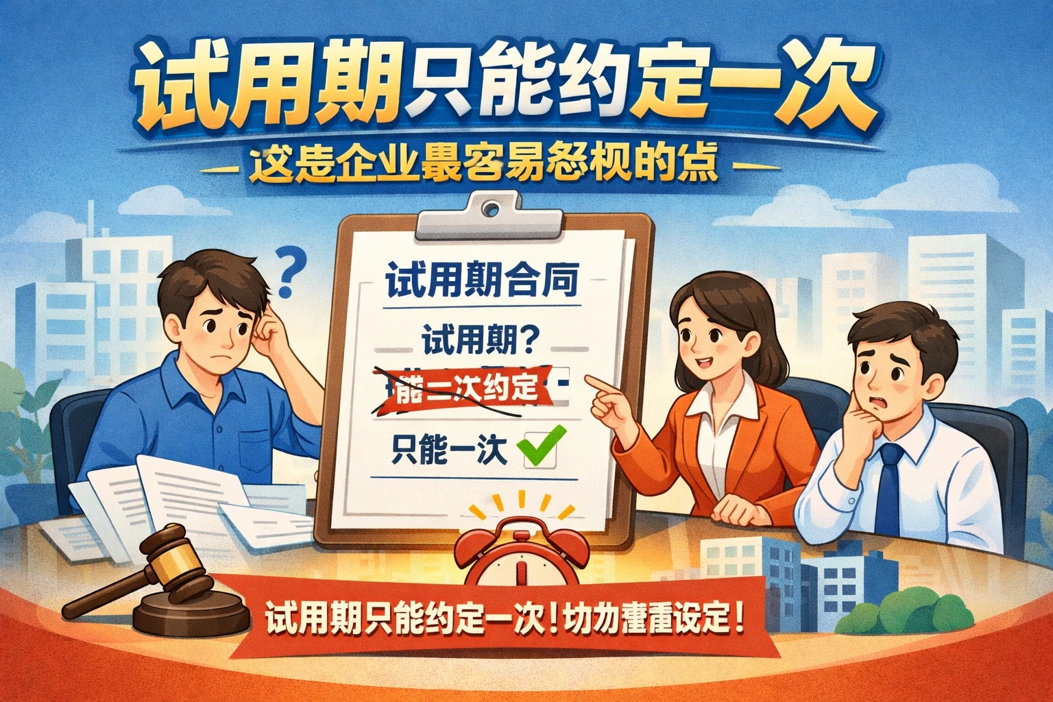 试用期只能约定一次，这是企业最容易忽视的点