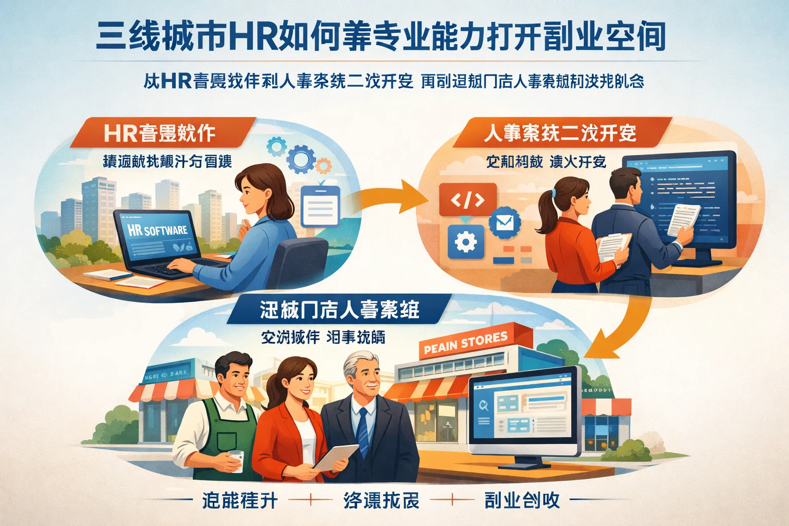 三线城市HR如何靠专业能力打开副业空间：从HR管理软件到人事系统二次开发，再到连锁门店人事系统的实战机会