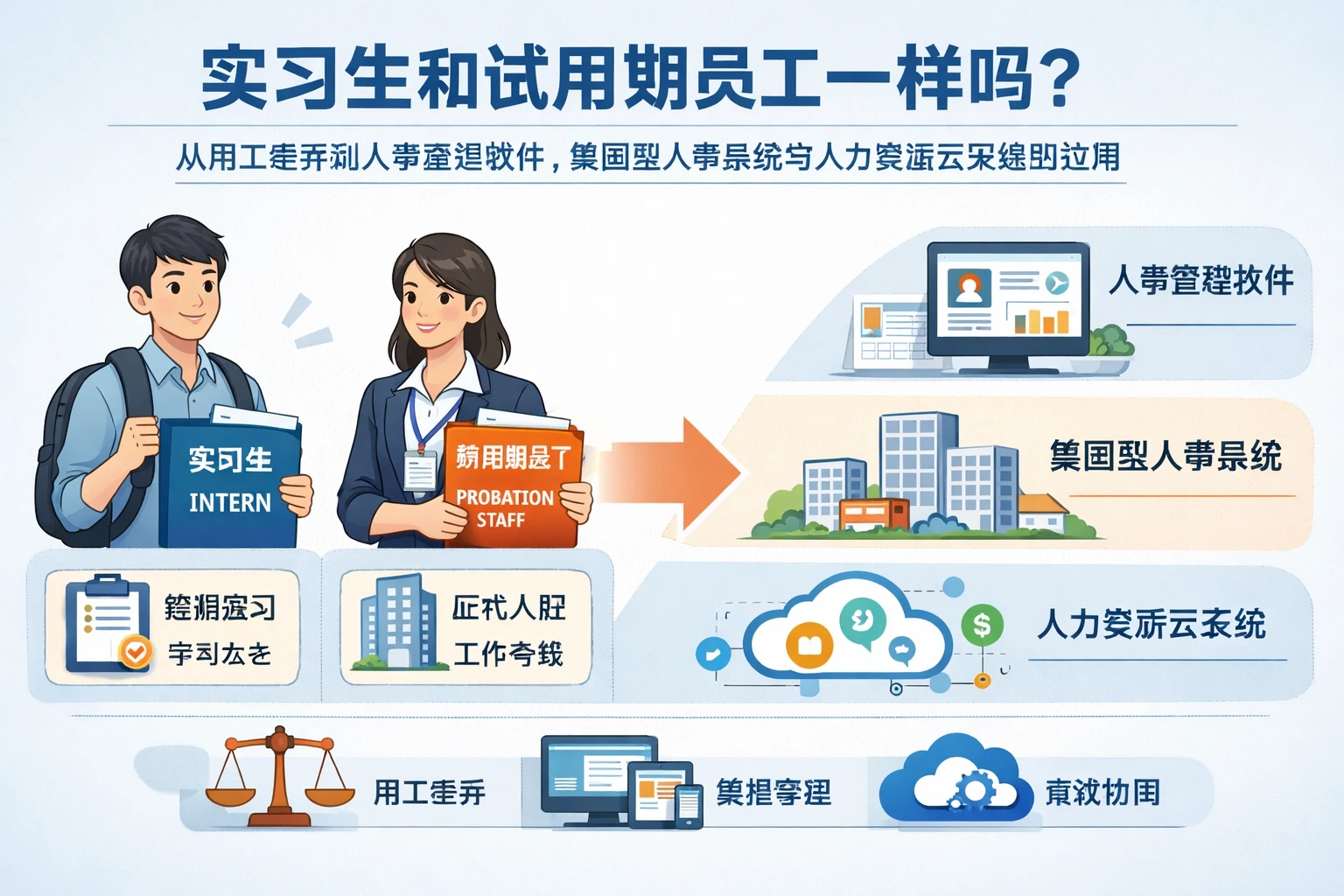 实习生和试用期员工一样吗？从用工差异到人事管理软件、集团型人事系统与人力资源云系统的应用