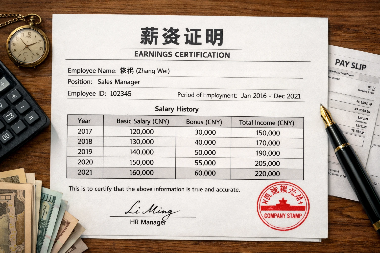 薪资证明侧重历史薪酬事实