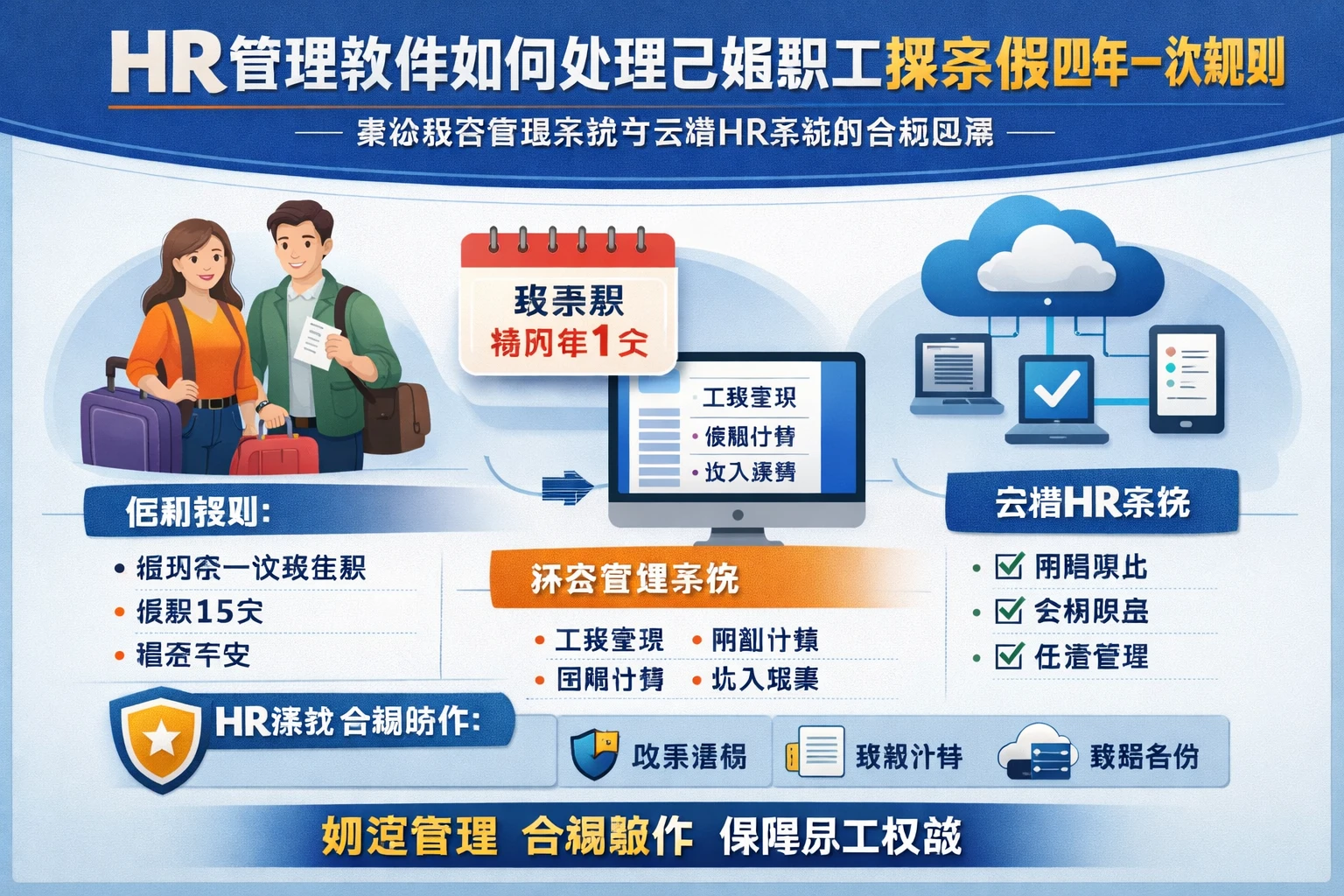 HR管理软件如何处理已婚职工探亲假四年一次规则——兼谈薪资管理系统与云端HR系统的合规应用