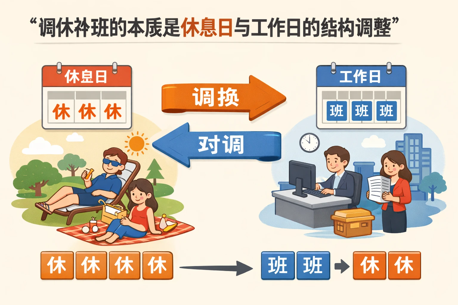 调休补班的本质是休息日与工作日的结构调整