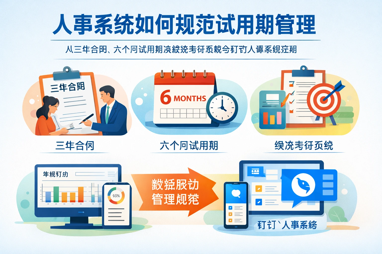 人事系统如何规范试用期管理：从三年合同、六个月试用期到绩效考评系统与钉钉人事系统应用