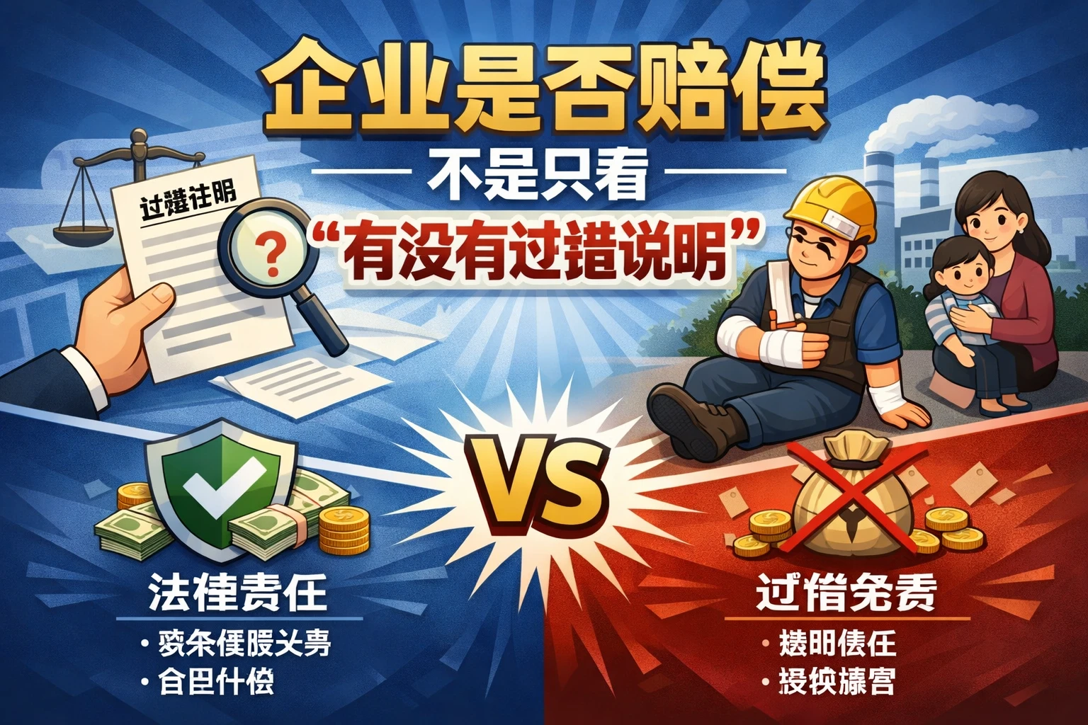 企业是否赔偿，不是只看“有没有过错说明”