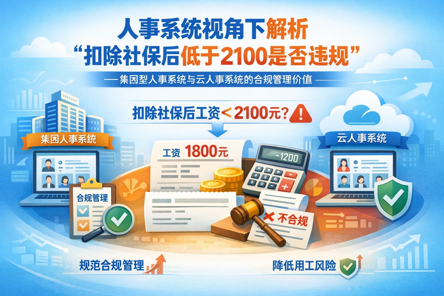 人事系统视角下解析“扣除社保后低于2100是否违规”——集团型人事系统与云人事系统的合规管理价值
