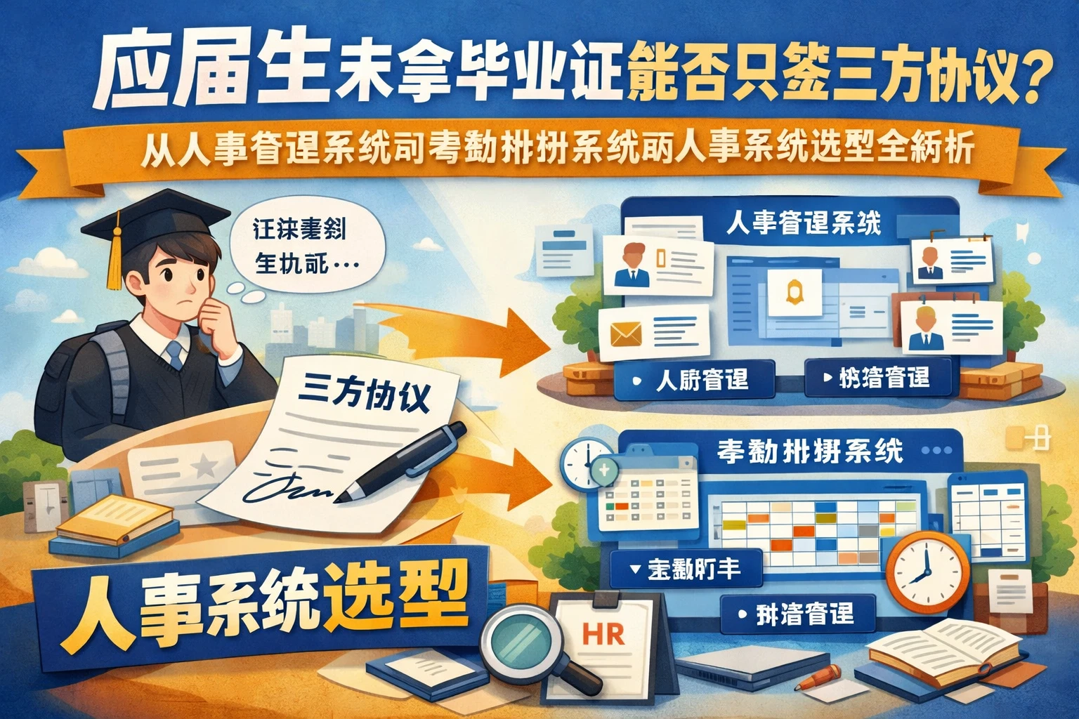 应届生未拿毕业证能否只签三方协议？从人事管理系统到考勤排班系统的人事系统选型全解析
