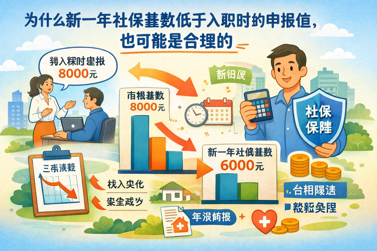为什么新一年社保基数低于入职时的申报值，也可能是合理的