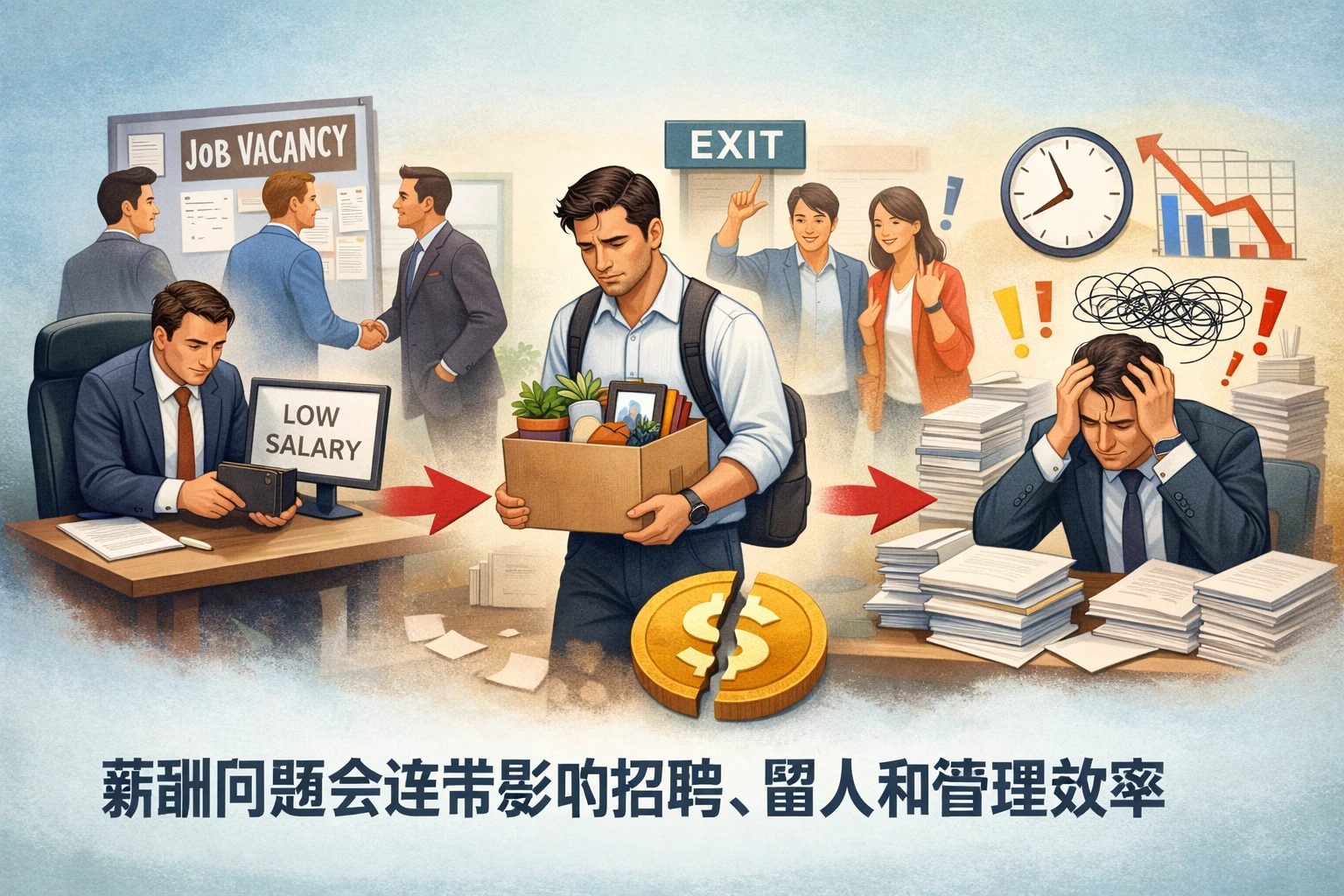 薪酬问题会连带影响招聘、留人和管理效率