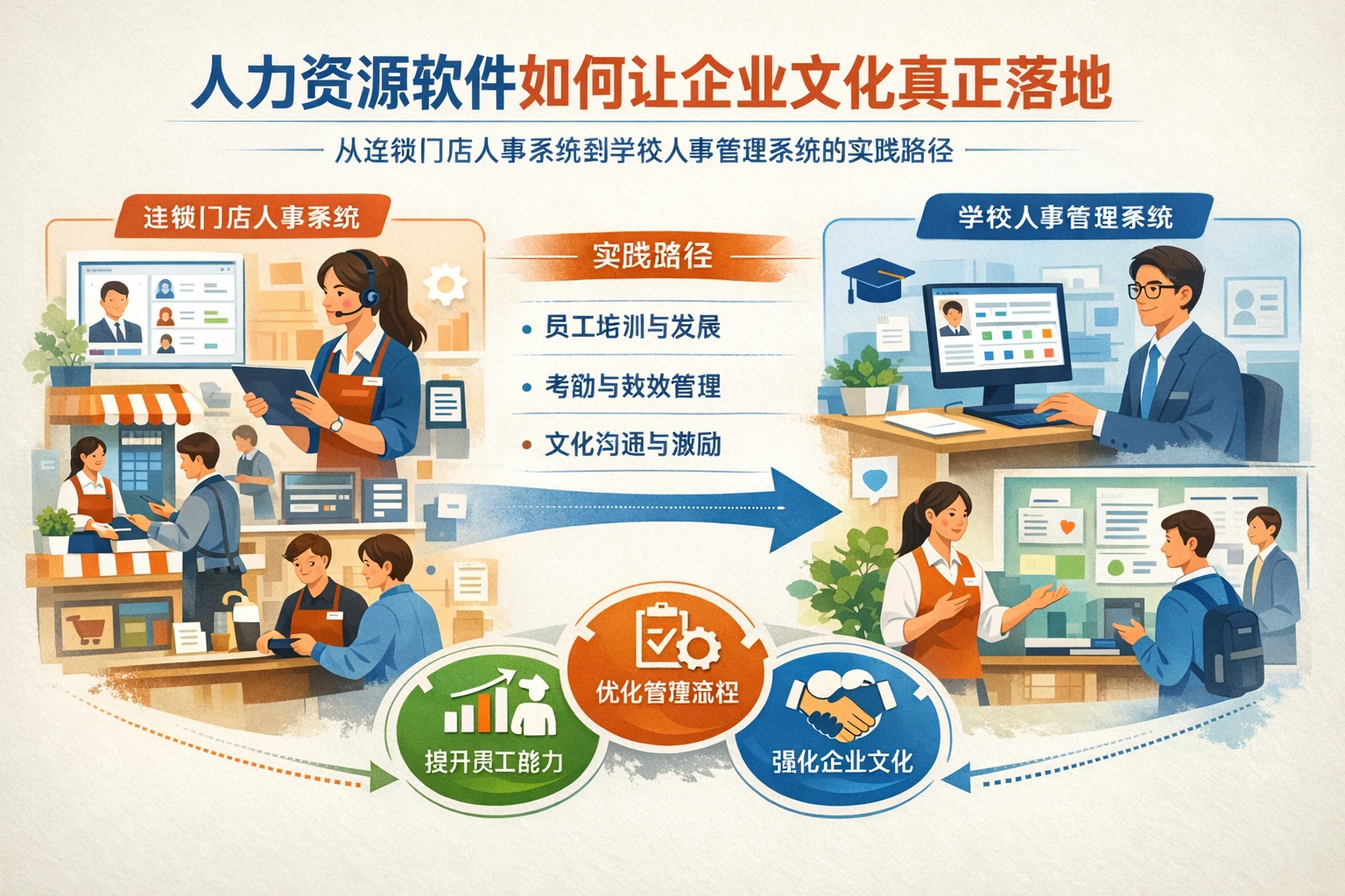 人力资源软件如何让企业文化真正落地：从连锁门店人事系统到学校人事管理系统的实践路径