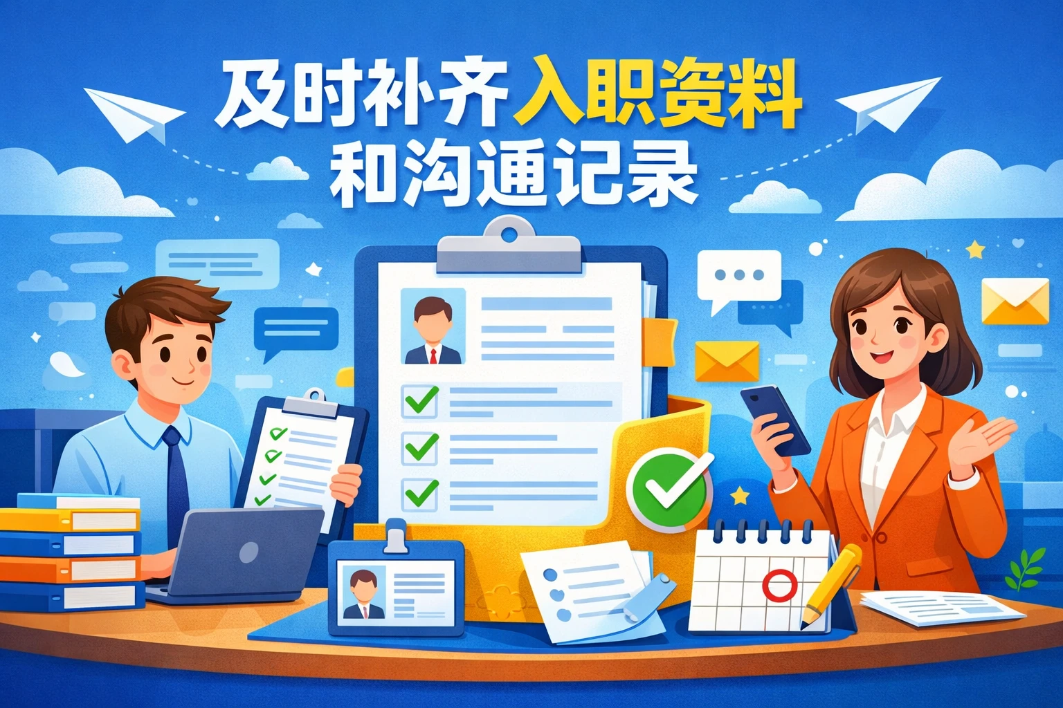 及时补齐入职资料和沟通记录