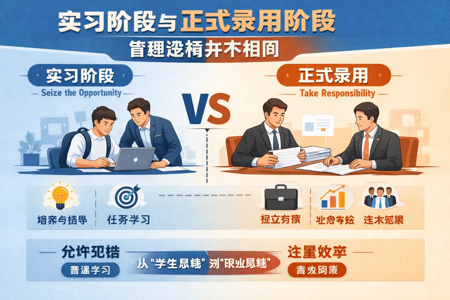 实习阶段与正式录用阶段,管理逻辑并不相同