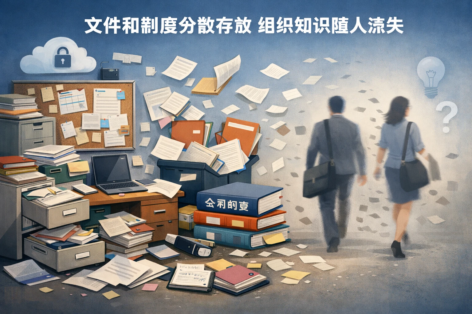 文件和制度分散存放，组织知识随人流失